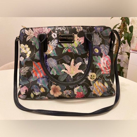 Christian Lacroix black floral vegan leather bag - Picture 2 of 10